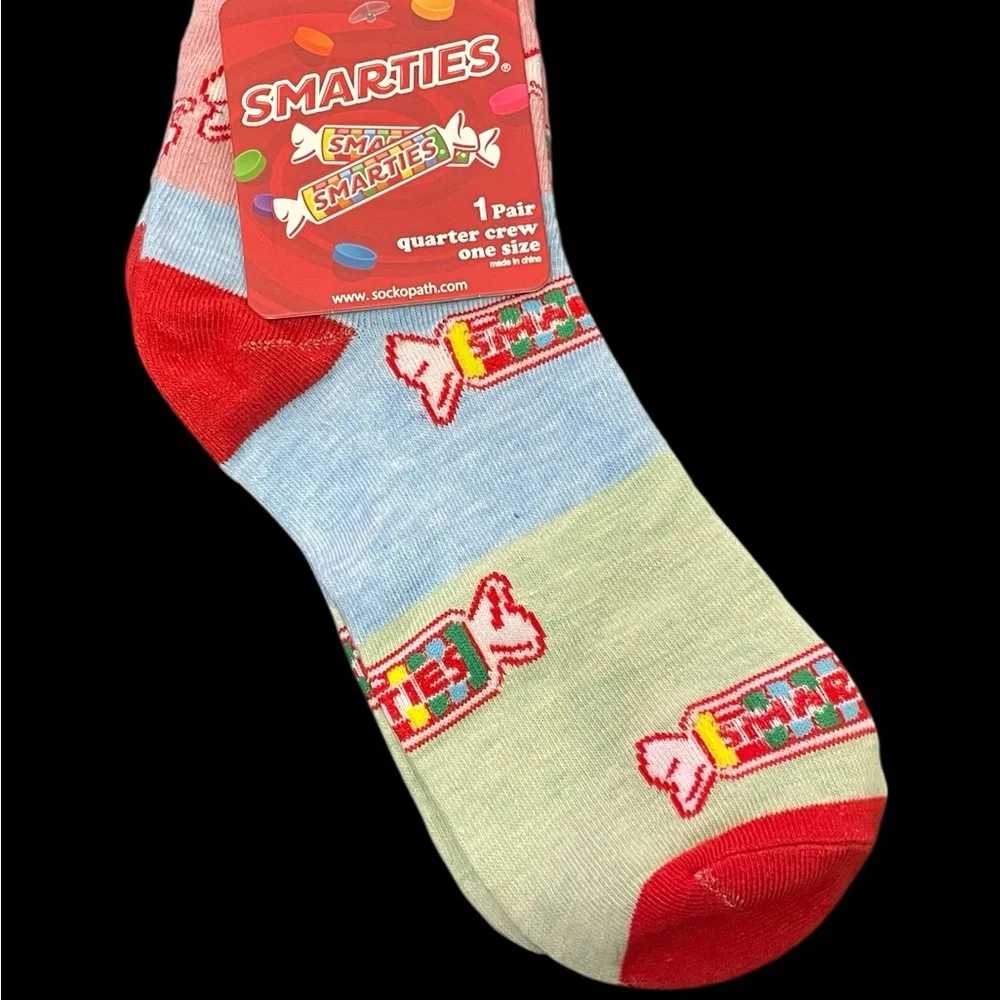NWT SMARTIES‎ Colorful Quarter Crew Socks, Fits Women Shoe Size 9-14, Men 8-12